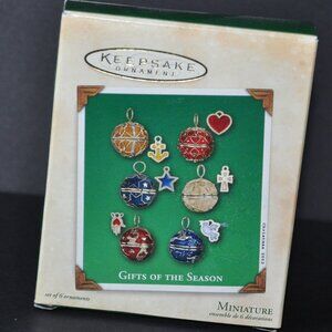 Vintage Gifts of the season-2002 Hallmark Keepsake set of 6 Mini Metal Ornaments